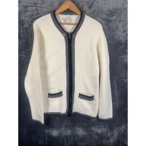 VTG 60s Sayelle Campus Full-Zip 2-tone Cardigan Sweater Unisex Size Small 36-38